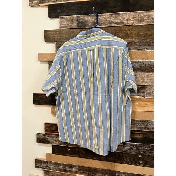 Ben Sherman NWT Short sleeve Blue W/Green Tan Stripes Button On Shirt sz 2XL - Picture 2 of 5
